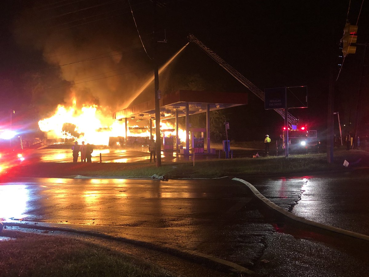 Huge fire at gas station on Watkins Drive in Jackson