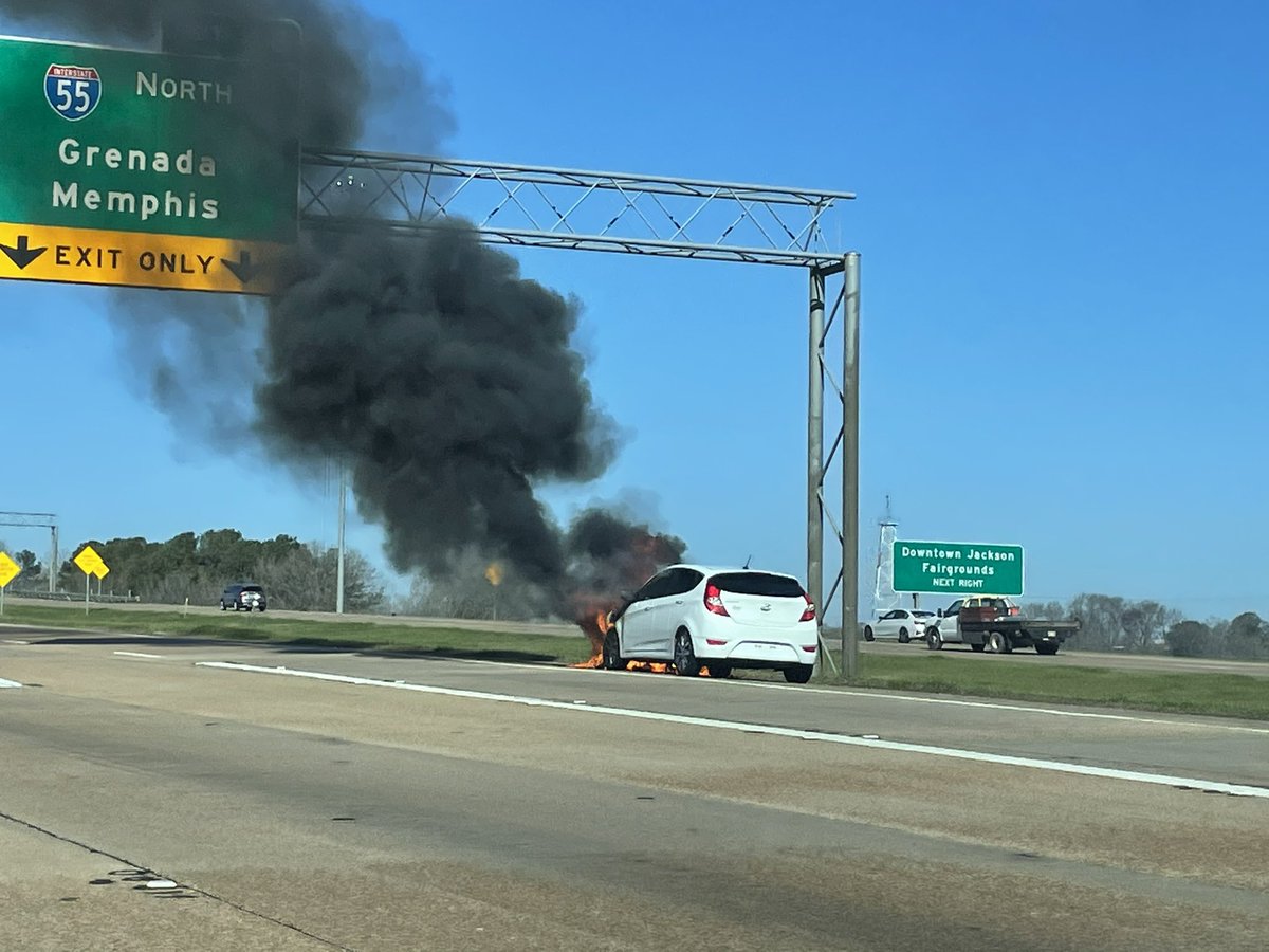 CAR FIRE: This is on I-20 from Pearl headed into Jackson. Be careful going through this area